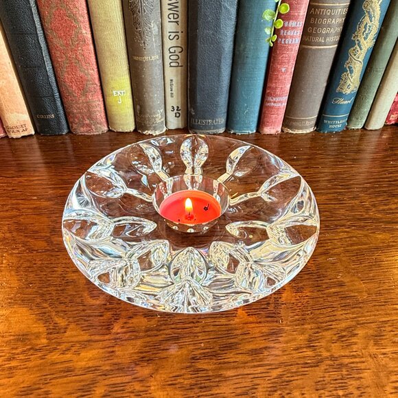 Vintage Signed Miller Rogaska Equinox Snowflake Tea light Holder - Picture 6 of 8